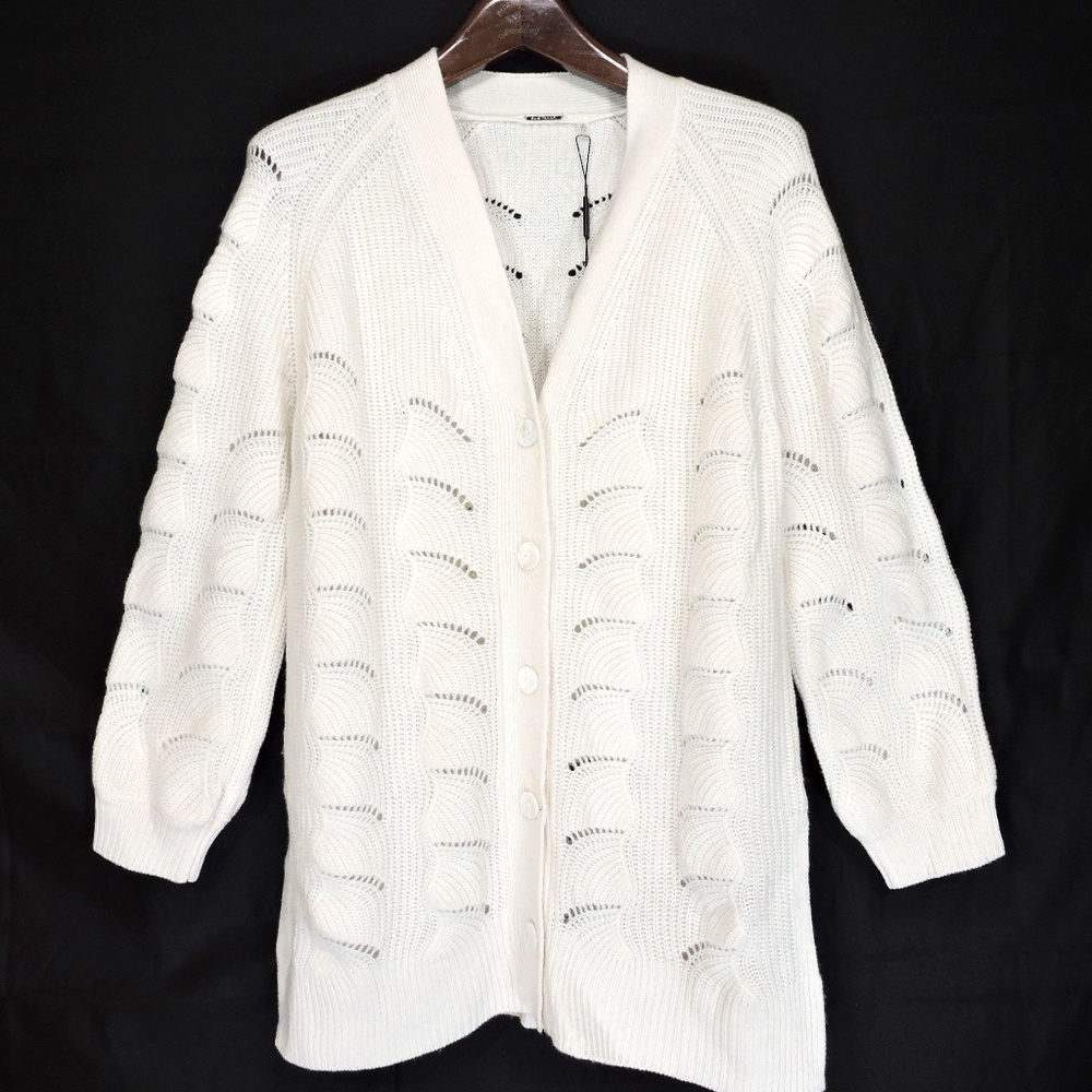 ELIE TAHARI ⚜ WOMEN'S OFF WHITE CASHMERE COMFORT WINTER CARDIGAN